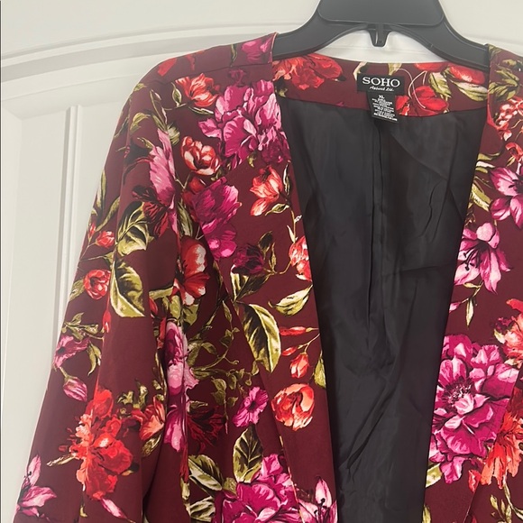 Soho Red and Purple Blazer with Floral Design - Picture 4 of 7